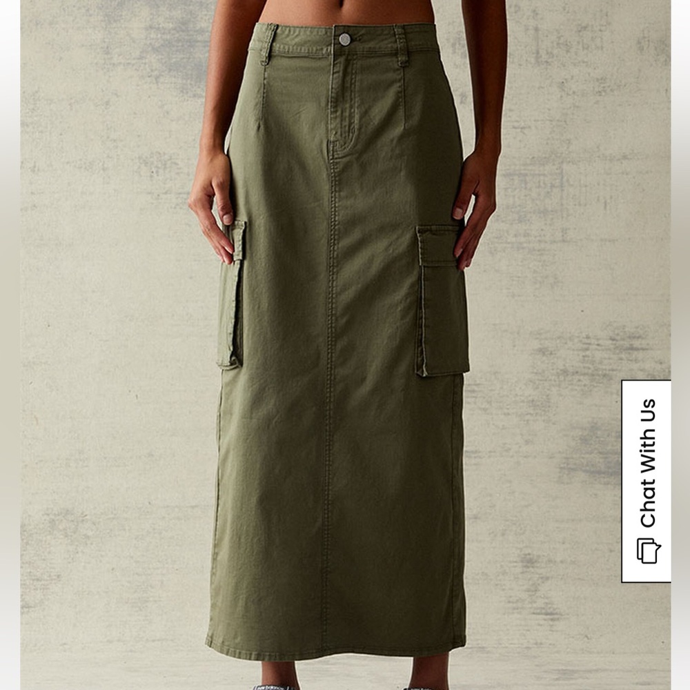 PacSun Olive Cargo Maxi Skirt